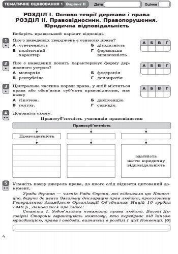 9 клас. Основи правознавства. Контроль навчальних досягнень. Нова програма (Святокум О. Є.), Ранок 9786170935885 фото