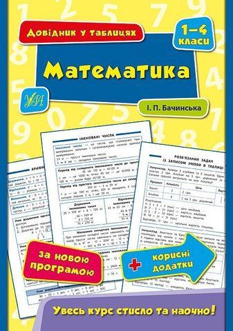 1-4 класи. Математика. Довідник у таблицях. (І. П. Бачинська), УЛА 9789662844337 фото