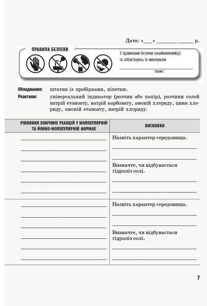 11 клас. Хімія Зошит для лабораторних дослідів і практичних робіт (Григорович О.В., Черевань І.І.), Ранок 9786170956255 фото