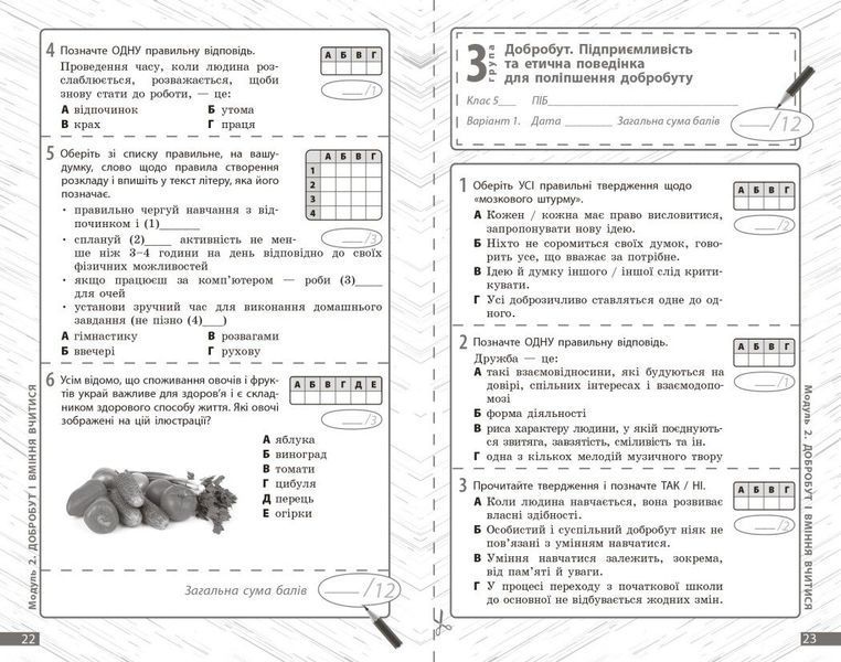 5 клас НУШ. Здоров'я, безпека та добробут. Поточне та підсумкове оцінювання + діагностувальні роботи (Тагліна О.В.), Ранок 9786170998231 фото