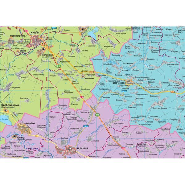 Карта Харківської області адміністративно-територіальний устрій 119х112 см М 1: 200 000 ламінований папір, Інститут передових технологій IPT-195 фото