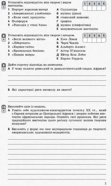 10 клас. Мистецтво. Контроль навчальних досягнень. Рівень стандарту, профільний рівень (О. А. комаровська, С. А. Нічкало), Ранок 9786170946195 фото