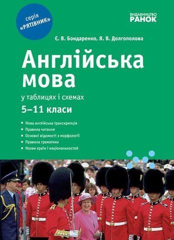 5 ~ 11 клас. Рятівник Англійська мова у таблицях і схемах (Бондаренко Є. В., Довгополова Я. В.), Ранок 9786170906502 фото