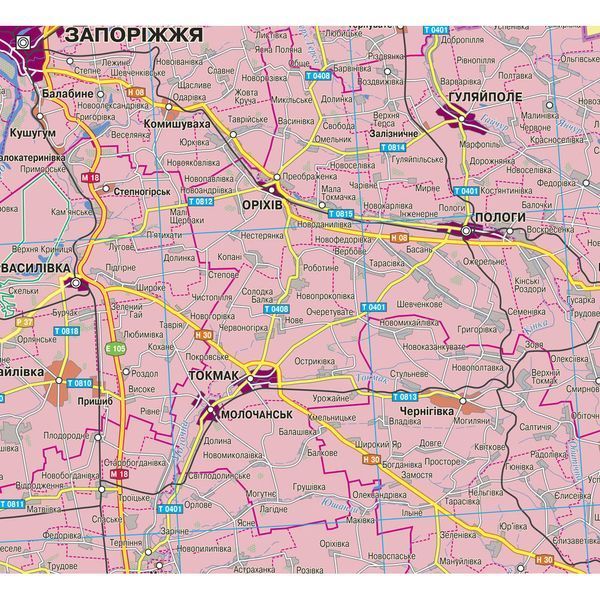 Карта АР Крим, Дніпропетровська, Донецька, Запорізька, Луганська, Харківська, Херсонська області 115х105 см М 1: 640 000 ламінована з планками, Інститут передових технологій IPT-241 фото