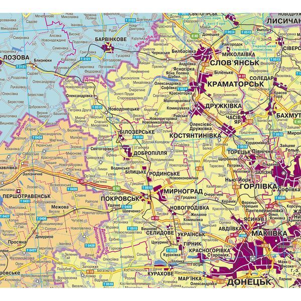 Карта АР Крим, Дніпропетровська, Донецька, Запорізька, Луганська, Харківська, Херсонська області 115х105 см М 1: 640 000 ламінована з планками, Інститут передових технологій IPT-241 фото