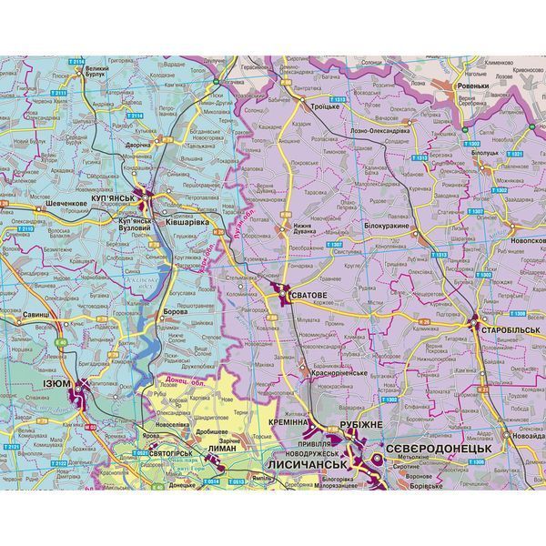 Карта АР Крим, Дніпропетровська, Донецька, Запорізька, Луганська, Харківська, Херсонська області 115х105 см М 1: 640 000 ламінована з планками, Інститут передових технологій IPT-241 фото