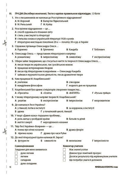 9 клас НУШ. Українська література. Усі діагностувальні роботи. (Куцінко О.Г.), Основа 9786170044464 фото