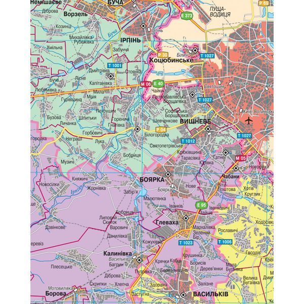Карта Київської області адміністративно-територіальний устрій 140х112 см М 1:200 000 ламінований папір на планках, Інститут передових технологій IPT-324 фото