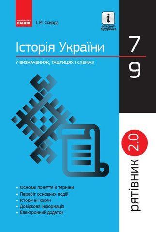 7 ~ 9 клас. Рятівник 2.0 Історія України у визначеннях, таблицях і схемах (Скирда І. М.), Ранок 9786170959461 фото