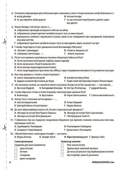 9 клас НУШ. Українська література. Усі діагностувальні роботи. (Куцінко О.Г.), Основа 9786170044471 фото