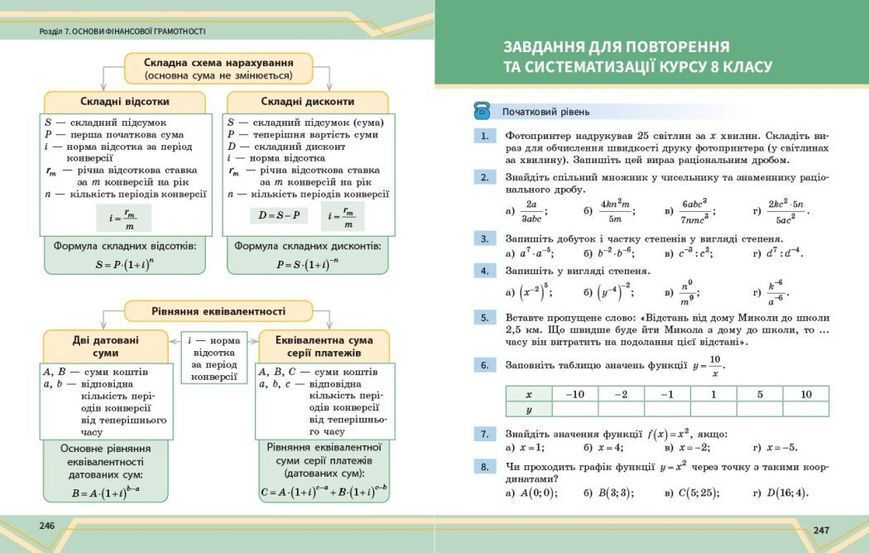 8 клас НУШ. Математика. Підручник інтегрованого курсу. Частина 2 (Миляник А.І., Нелін Є.П., Простакова Ю.С., Школьний О.В.), Ранок 9786170997364 фото