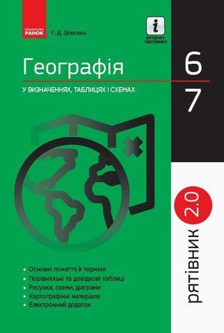 6 ~ 7 клас. Рятівник 2.0 Географія у визначеннях, таблицях і схемах (Довгань Г. Д.), Ранок 9786170959454 фото