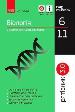 Рятівник 3.0. Біологія у визначеннях, таблицях і схемах. 6-11 класи, (Зайцева О.А.), Ранок 9786170971609 фото