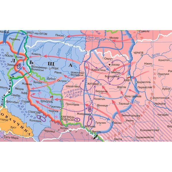 Карта Радянсько-Польська Війна і Україна (1920&ndash;1921) 100x70 см на планках, Інститут передових технологій IPT-256 фото