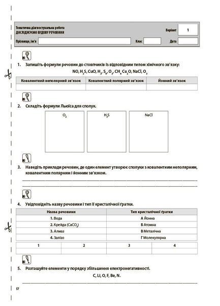 8 клас НУШ. Хімія. Усі діагностувальні роботи (Русанова О.К.), Основа 9786170044051 фото