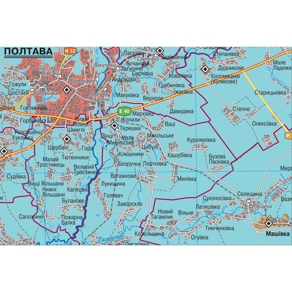 Карта Полтавської області адміністративно-територіальний устрій 125х112 см М 1: 200 000 ламінований папір на планках, Інститут передових технологій IPT-194 фото