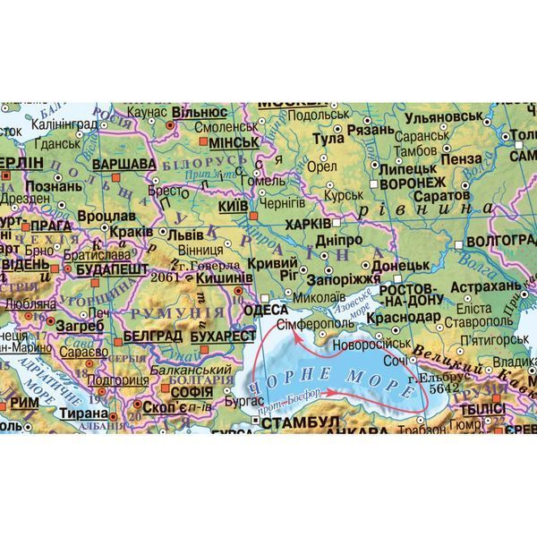 Карта світу загальногеографічна 158x107 см М 1:22 000 000 картонна на планках, Інститут передових технологій IPT-186 фото