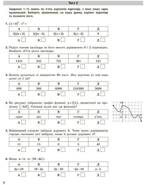 НМТ 2026. Математика. Тестовий зошит (Захарійченко Ю.О., Школьний О.В.), Ранок 9786170999436 фото
