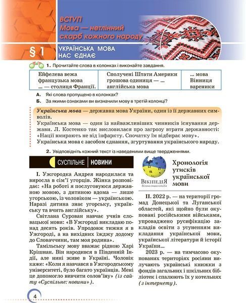 7 клас. НУШ. Українська мова. Підручник 2024 (Авраменко), Грамота 9789663499796 фото