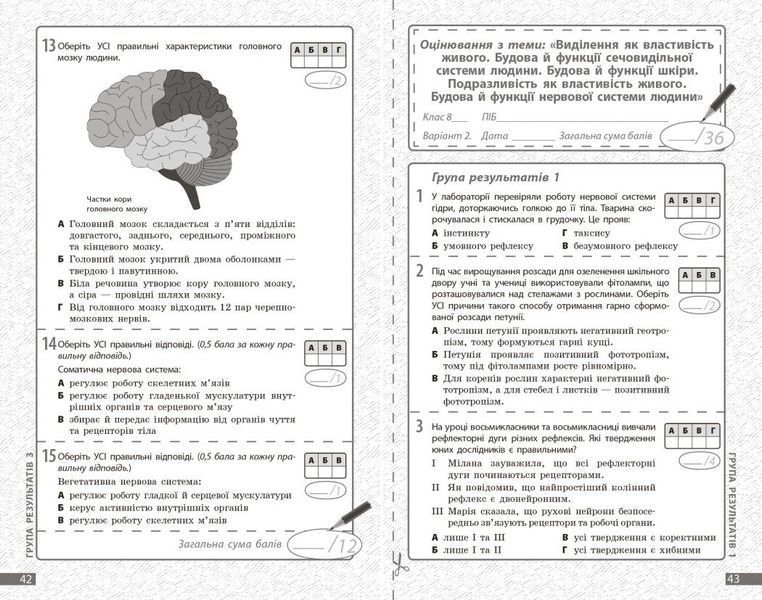 8 клас НУШ. Біологія. Поточне та підсумкове оцінювання за групами результатів + діагностувальна робота (Довгаль Л.В.), Ранок 9786170998293 фото