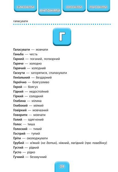 1 - 4 класи. Шкільний словничок &mdash; Синоніми, антоніми, омоніми, пароніми. (Конобевська О. О.), УЛА 9789662841848 фото