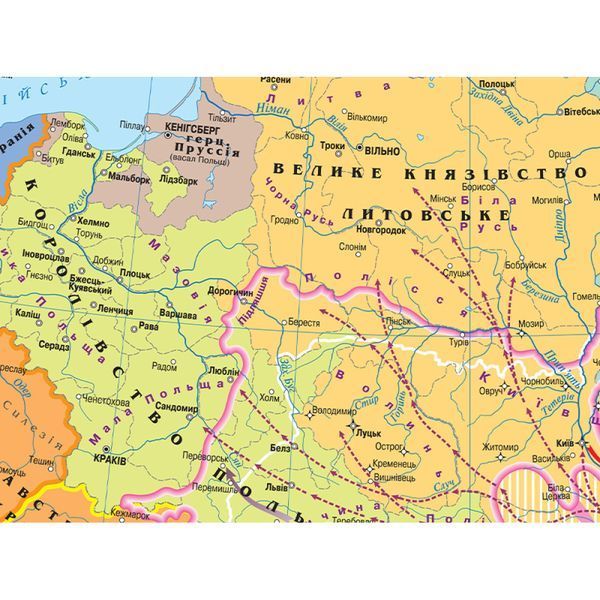 Карта Українські землі наприкінці XV - першій половині XVI cт 145*108 на планках, Інститут передових технологій IPT-302 фото