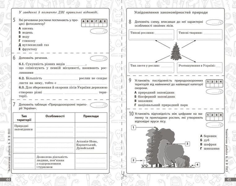 5 клас НУШ. Довкілля. Поточне та підсумкове оцінювання + діагностувальні роботи (Кот К.В.), Ранок 9786170998255 фото