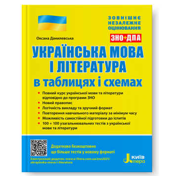 ЗНО. Українська мова і література в таблицях і схемах. (Данилевська О. М.), Літера 9789669450388 фото